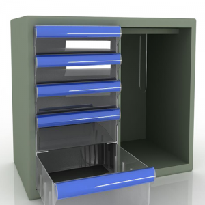 Stationary box with acrylic trays