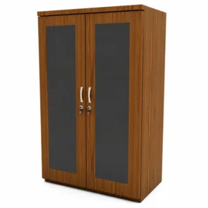 Glass Fronted Double Door Wooden Cupboard