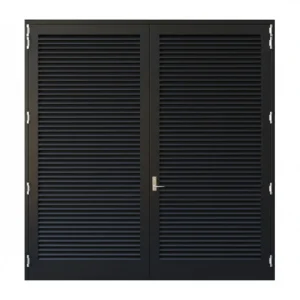 Black Louvered Panel Iron Doors