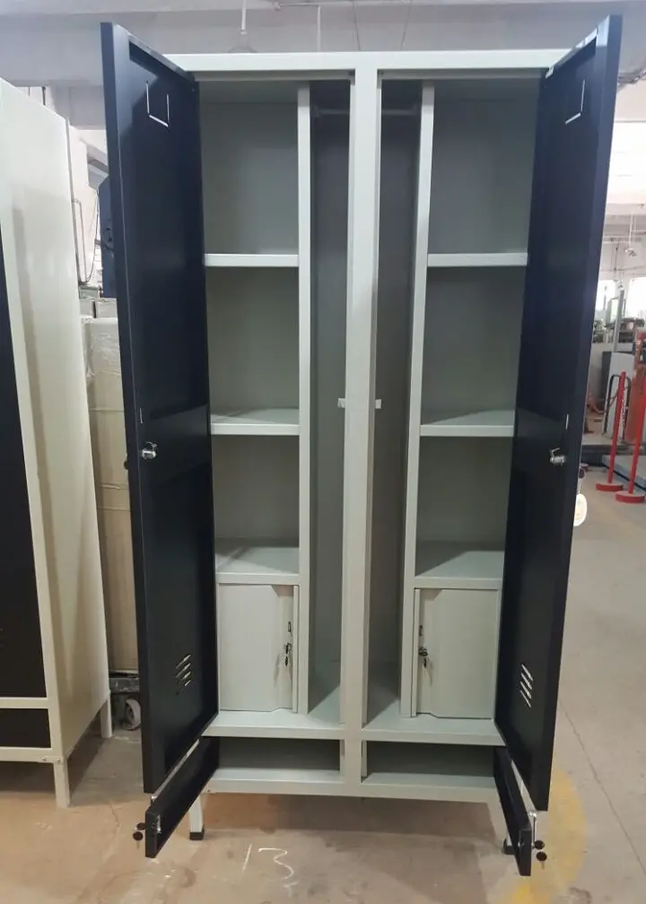 Black and White Steel Cupboard Opened