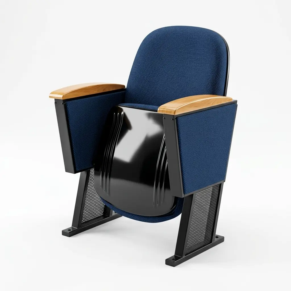 Tip-Up Navy Blue Auditorium Chair with Perforated Side Panels 1 Navy Blue Auditorium Chair