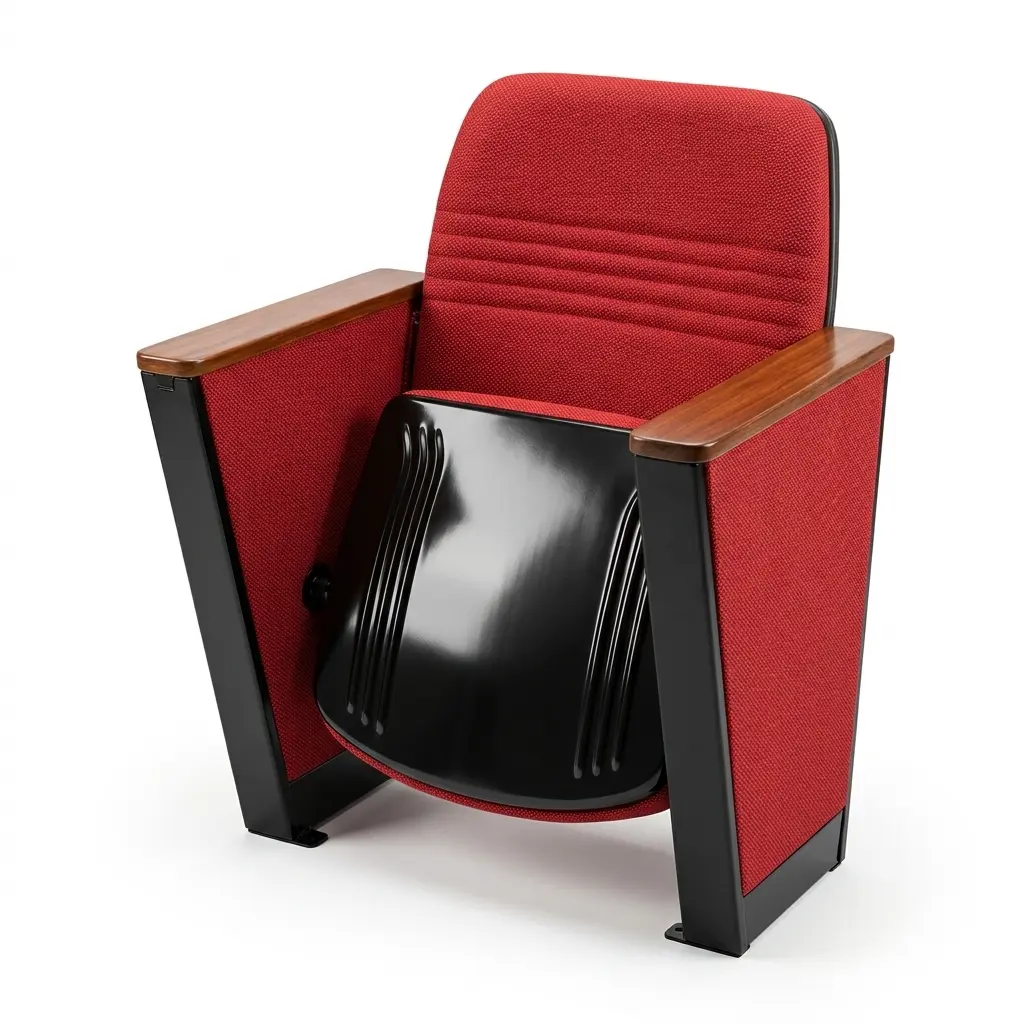 Horizontal Tufted Tip-Up Red Auditorium Chair 1 Red Auditorium Chair