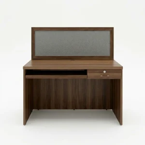 Wooden Workstation with Privacy Screen